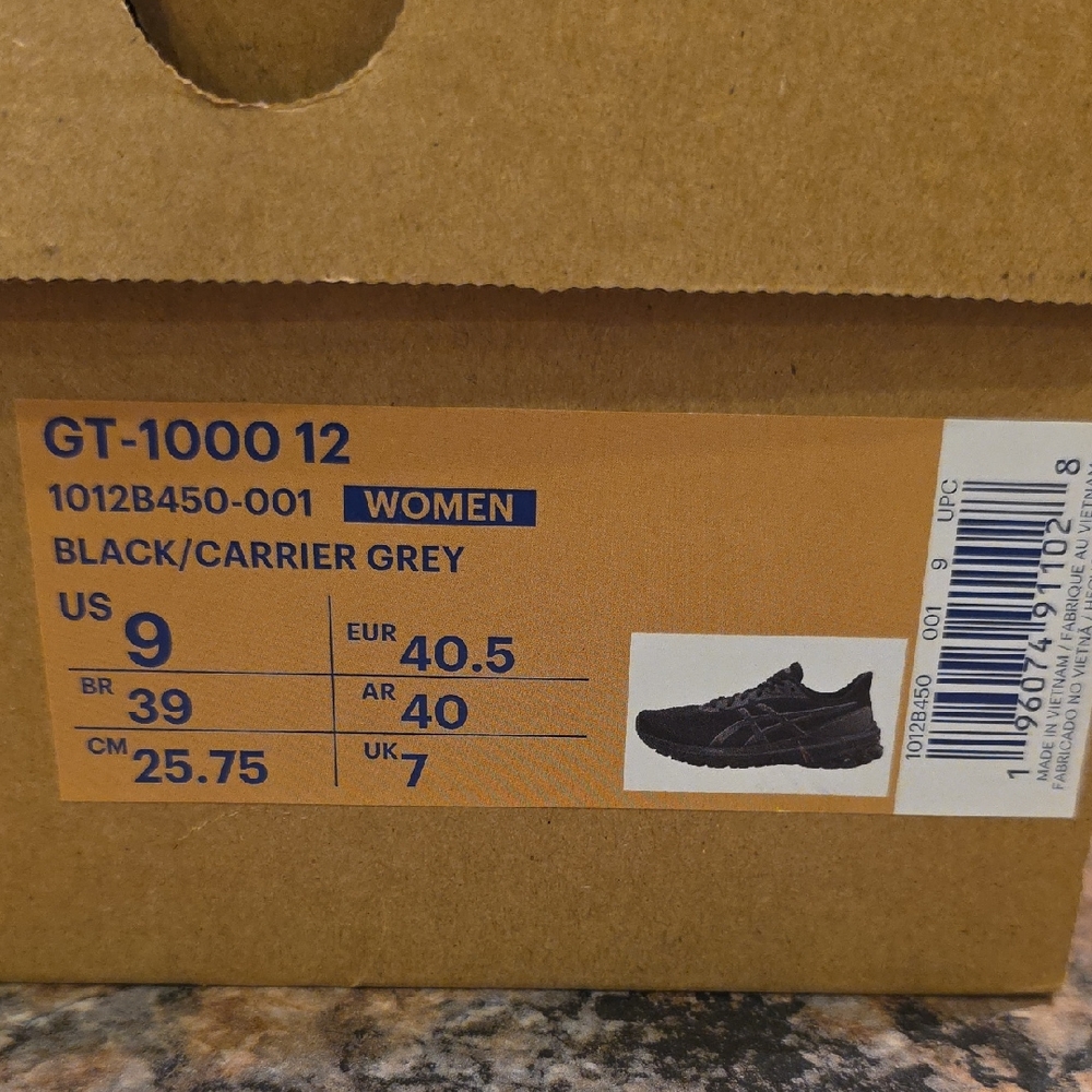 ASICS Women's GT-1000 12 Black and Gray Athletic Shoes